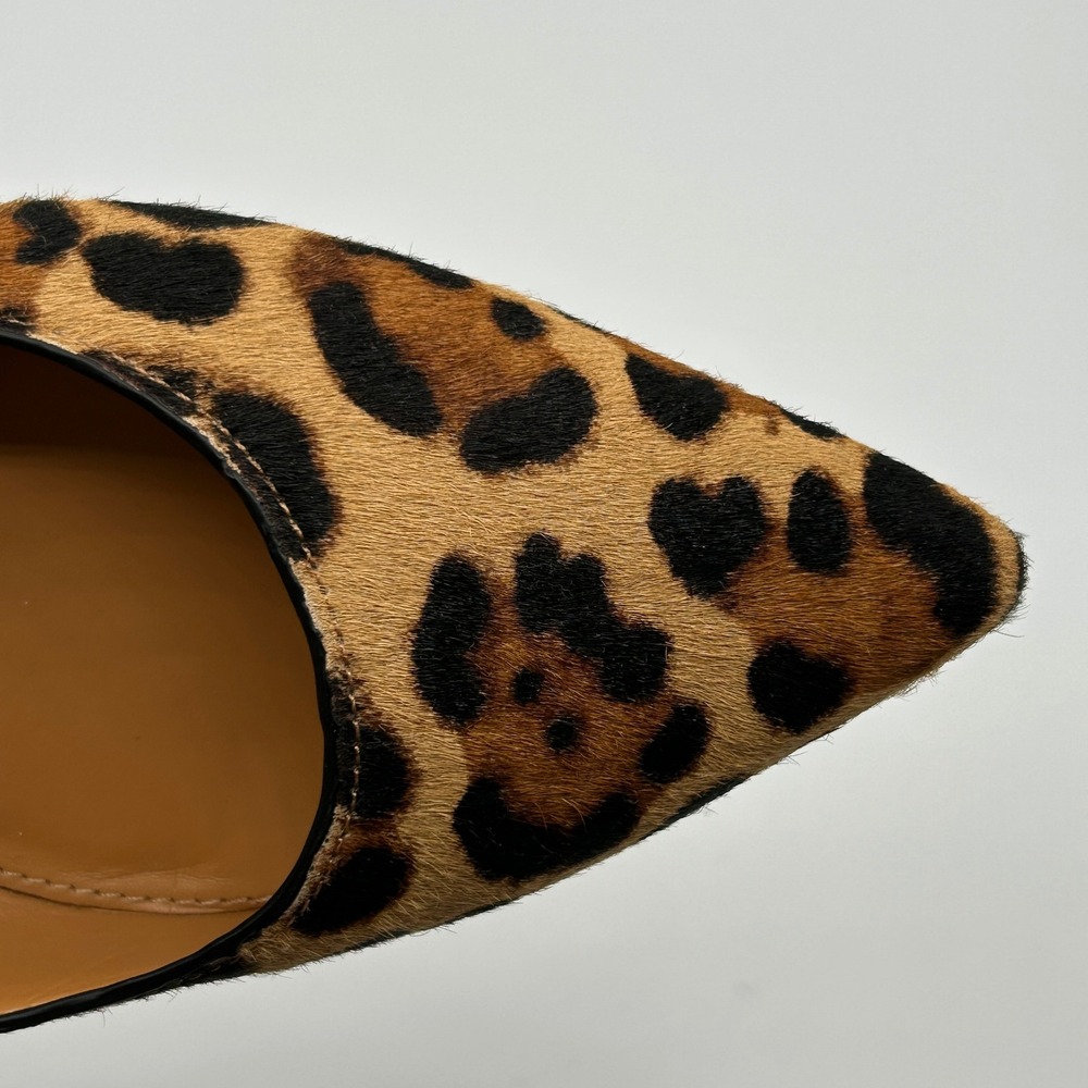 J.Crew Marina Calf Hair Pointy‎ Toe Flats Leopard Print Slip On Women's Size 6.5 - Picture 12 of 13